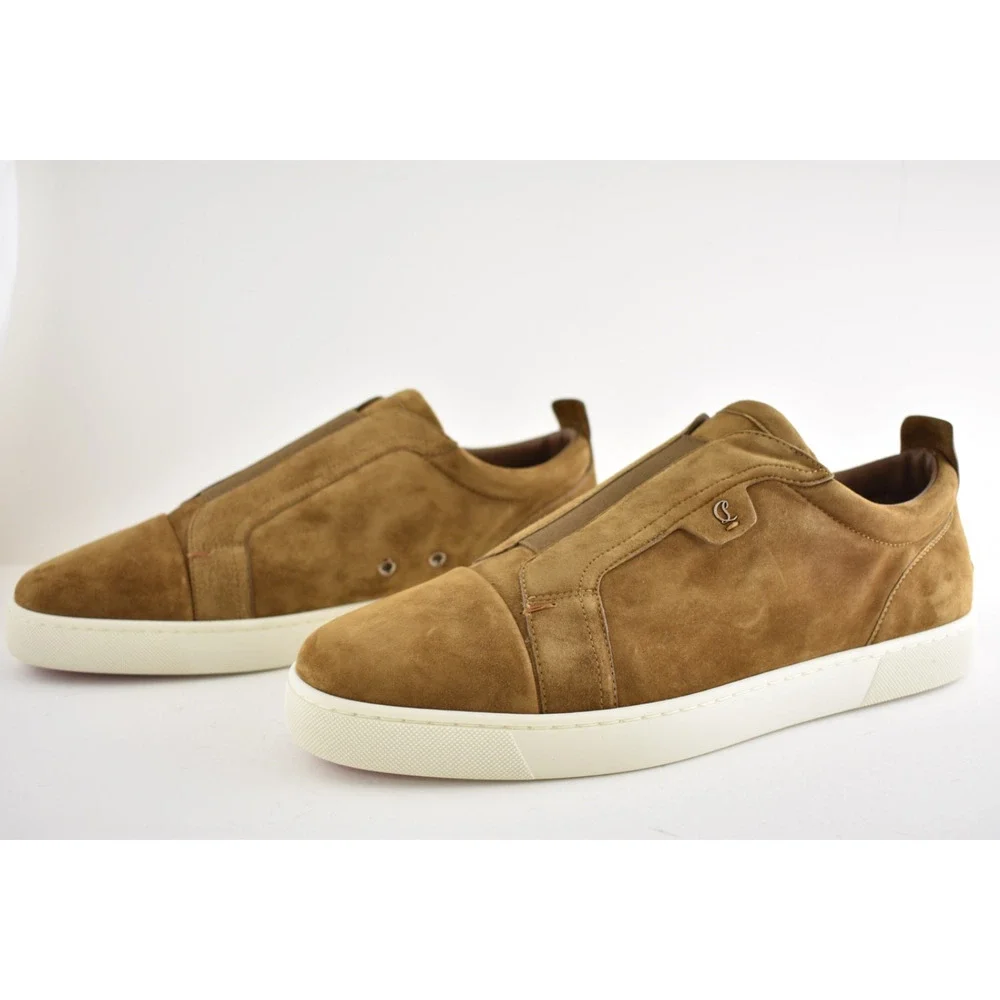 Christian Louboutin Mens St Louis Flat Rhea Brown Suede Low Top Sneakers 47 14